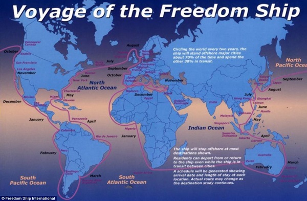 Du thuyền siêu hạng sang Freedom Ship 10 tỷ USD